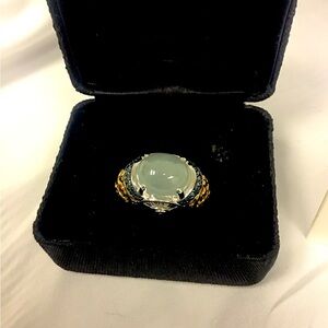 SOLD Victoria Wieck Jade ring with 14 K and sterling  silver details. SOLD.